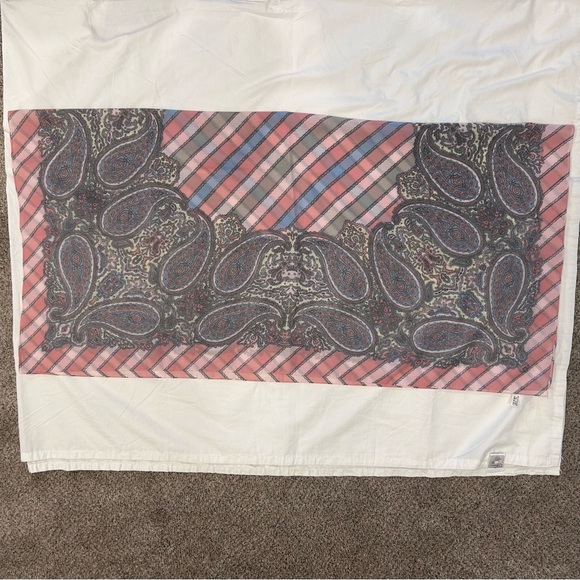 Large 46 X 45" ~Made In Italy Scarf/Wrap/Shawl Womens VTG Soft Pink/Blue Paisley - Picture 2 of 5